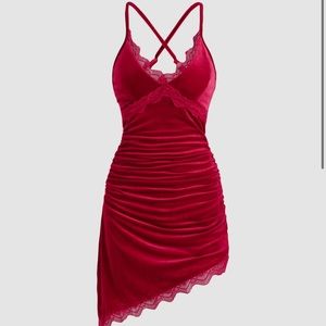 Lace Trim Slit Dress